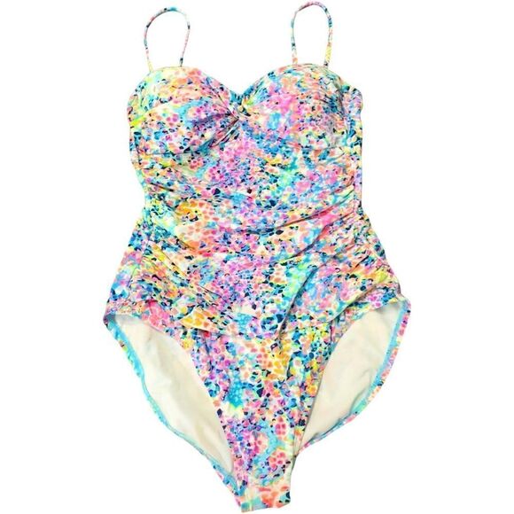 KENNETH COLE NEW YORK Water Color Floral Colorful One Piece Swim Suit Size Small - Picture 1 of 2